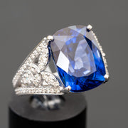 Monet - Anillo de zafiro cojín de 16.76 quilates con diamantes naturales de 1.96 quilates