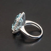 Large vintage natural aquamarine gemstone statement ring for women