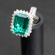 anillo de coctel verde esmeralda oro