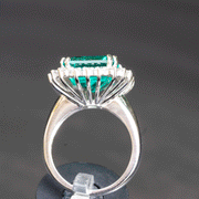 large vintage green emerald diamond ring