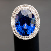 Alison - Bague saphir ovale de 27.00 carats avec diamants naturels de 1.16 carat