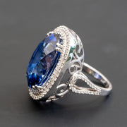 Alison - 27.00 carat oval sapphire ring with 1.16 carat natural diamonds