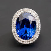 Alison - Bague saphir ovale de 27.00 carats avec diamants naturels de 1.16 carat