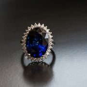 Big oval sapphire cocktail ring for women birthday