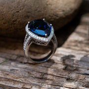 Regina - 27.00 carat pear sapphire ring with 1.10 carat natural diamonds