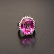 anillo de zafiro rosa ovalado