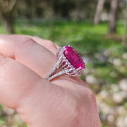 anillo de diamantes de zafiro rosa oro