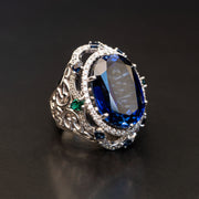 Genevieve - 26.00 ct oval sapphire  ring with 0.85 carat natural diamonds
