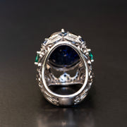 Geneviève - Bague saphir ovale de 26.00 ct avec diamants naturels de 0.85 carat