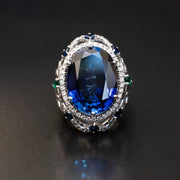 Genevieve - 26.00 ct oval sapphire  ring with 0.85 carat natural diamonds