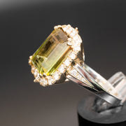 Giselle - Anillo de turmalina bicolor natural de 10.00 quilates con diamantes naturales de 1.01 quilates