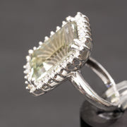 Athena - Anello con ametista verde naturale da 18.70 carati con diamanti da 1.37 carati