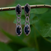 Cathalina - 4.23 ct marquise sapphire earrings with 0.77 carat natural diamonds