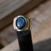 blue star sapphire iring for men yellow gold