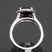 Bijou - anillo de amatista natural de 4.56 quilates con diamantes naturales de 0.58 quilates
