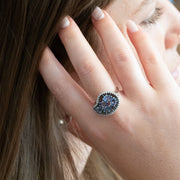 Sophie - 5 stone oval cut natural sapphire diamond ring