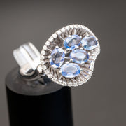 Sophie - anillo de 5 diamantes con zafiro natural de talla ovalada