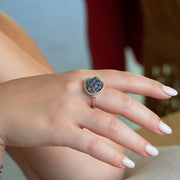 Sophie - anillo de 5 diamantes con zafiro natural de talla ovalada