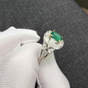 Vered - Bague émeraude verte naturelle de 1.10 carat avec diamant naturel de 2.13 carats