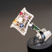 Marceline - anillo de diamantes con zafiro de color natural