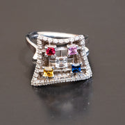 Marceline - natural color sapphire diamond ring