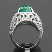 Fleurine - 11.11 carat natural emerald ring with 2.00 carat natural diamonds