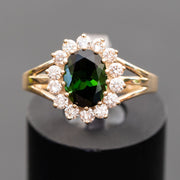 Élise- anillo de turmalina verde natural de 1.57 quilates con diamantes naturales de 0.50