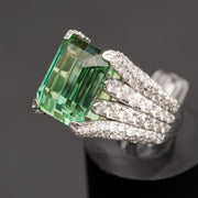 Camila - Bague tourmaline verte naturelle 7.32 carats avec diamants naturels 1.92 carat