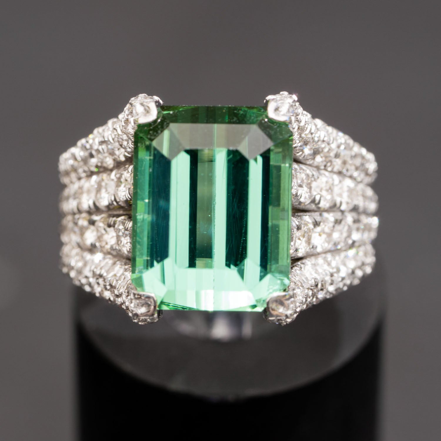 1.55 carat Fancy Intense Green Diamond Engagement Ring | Lauren B Jewelry