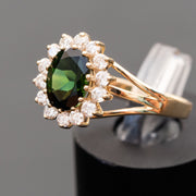 Élise- anillo de turmalina verde natural de 1.57 quilates con diamantes naturales de 0.50