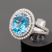 Dominique - 5.00 carat natural blue topaz ring with 0.90 carat natural diamonds