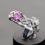 Ema- Anillo de zafiro rosa natural de 0.70 quilates con diamantes naturales de 0.30 quilates