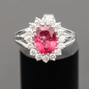 Rosa - Anello con tormalina rosa naturale da 2.87 carati con diamanti naturali da 0.81 carati