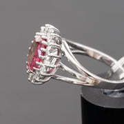 Rosa - Anello con tormalina rosa naturale da 2.87 carati con diamanti naturali da 0.81 carati