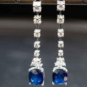 drop natural sapphire earrings with diamonds white gold