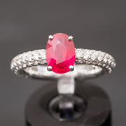 anillo de diamantes de rubí natural