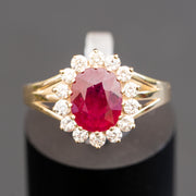 Amedea - 1.75 carat natural ruby ring with 0.47 carat natural diamonds