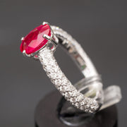Bague de fiançailles diamant rubis naturel 2 carats