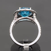 Dominique - Bague topaze bleue naturelle 5.00 carats avec diamants naturels 0.90 carat