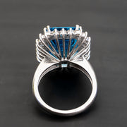 Andrea - 13.00 carat natural swiss blue topaz ring with 1.20 carat diamonds