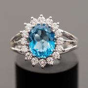 Iva - anillo de topacio suizo natural de 3.29 quilates con diamantes naturales de 0.70 quilates