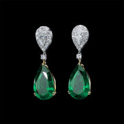 drop pear emerald earring white gold and diamonds