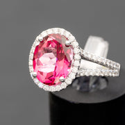 Monique - Anillo de topacio rosa natural de 5.15 quilates con diamantes naturales de 0.66 quilates