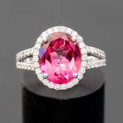 Monique - Bague topaze rose naturelle de 5.15 carats avec diamants naturels de 0.66 carat
