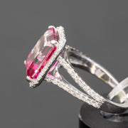 Manon - Bague topaze rose émeraude naturelle de 7.35 carats avec diamants naturels de 0.71 carat
