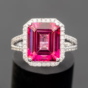 Manon - 7.35 carat natural emerald pink topaz ring with 0.71 carat natural diamonds