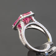 Manon - Anello con topazio rosa smeraldo naturale da 7.35 carati con diamanti naturali da 0.71 carati