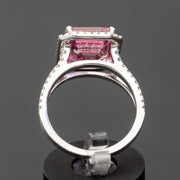 Manon - Anillo de topacio rosa esmeralda natural de 7.35 quilates con diamantes naturales de 0.71 quilates