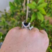 large sapphire ring for women white gold and diamonds