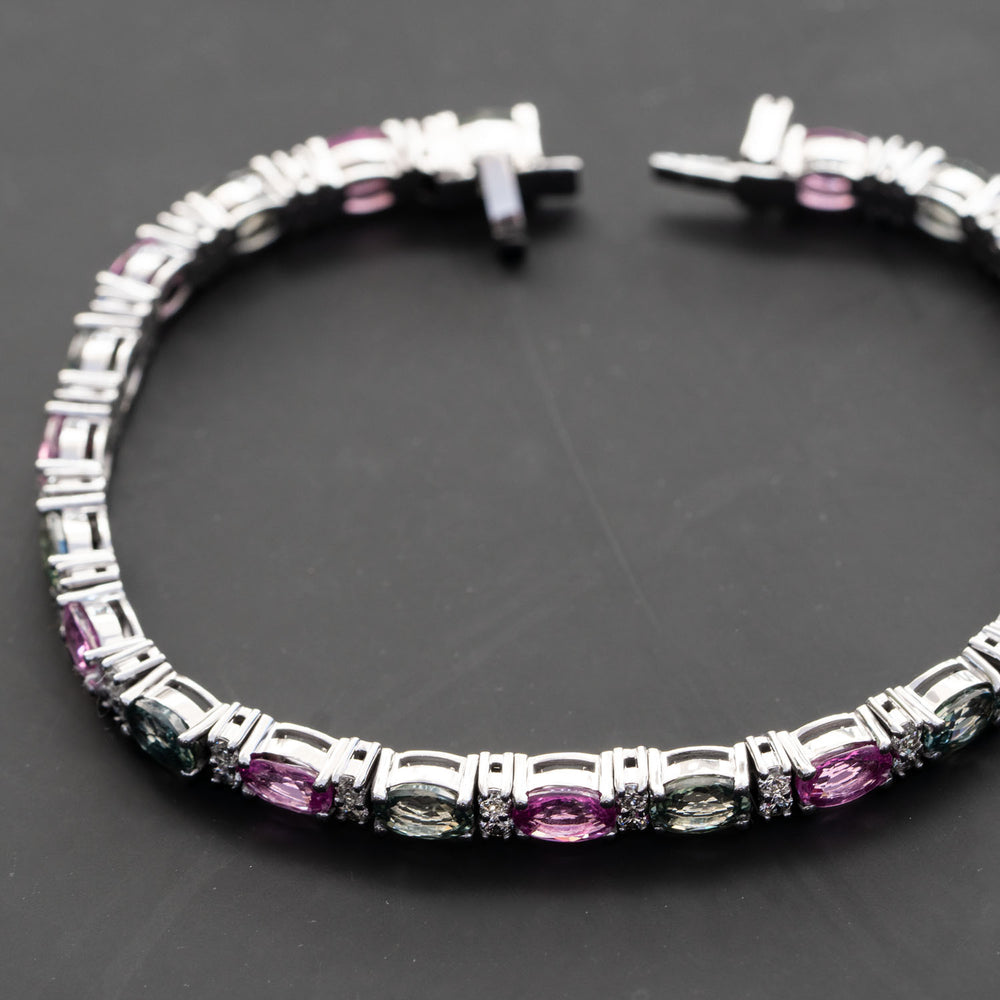 sapphire tennis bracelet white gold for women